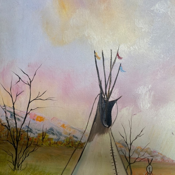 20 x 16  Framed Native American Western Oil Painting - Picture 9 of 9